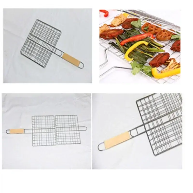 Barbecue Grilling Basket Grill BBQ Net Steak Meat Fish Mesh Holder Home Tools Outdoor BBQ Barbecue Cooking Grill Sliver
