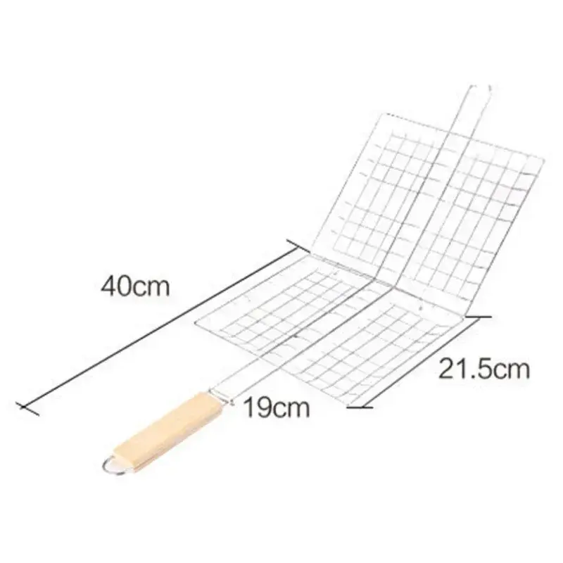Barbecue Grilling Basket Grill BBQ Net Steak Meat Fish Mesh Holder Home Tools Outdoor BBQ Barbecue Cooking Grill Sliver