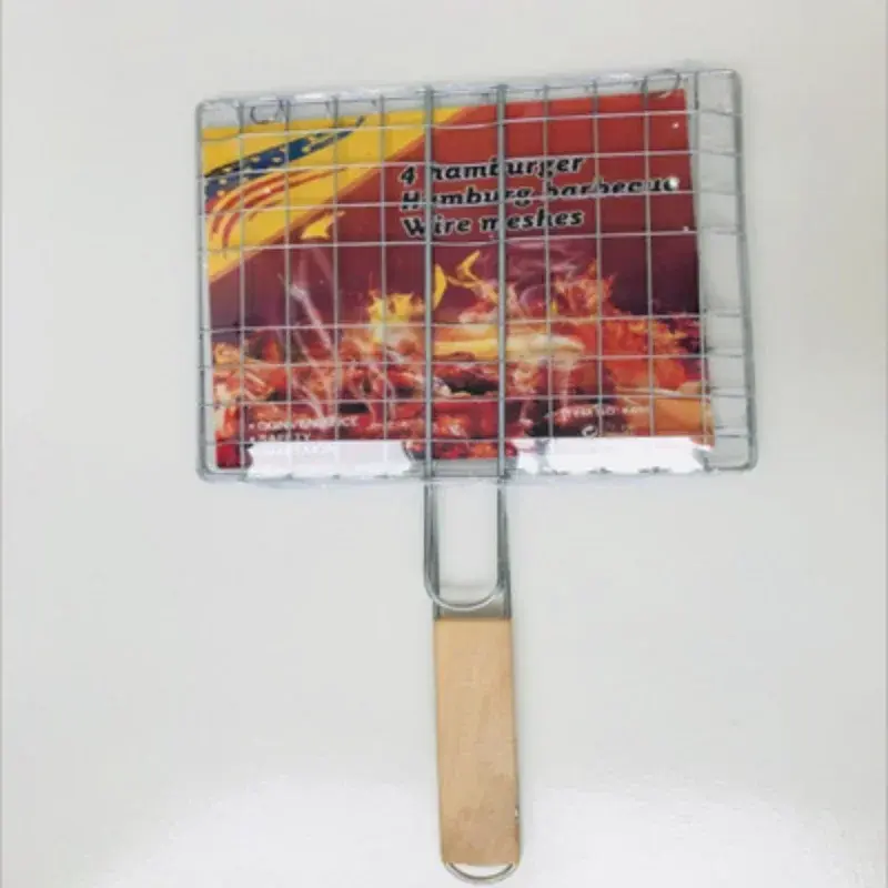 Barbecue Grilling Basket Grill BBQ Net Steak Meat Fish Mesh Holder Home Tools Outdoor BBQ Barbecue Cooking Grill Sliver