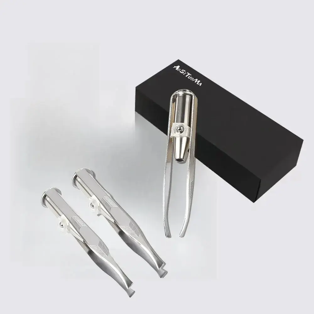 1pc Portable Stainless Steel Smart Design Eyebrow Hair Remove Tweezer with LED Light Makeup Tool