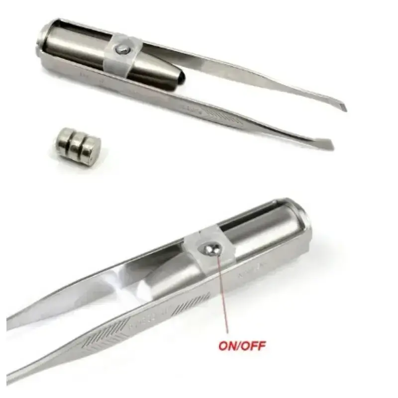 1pc Portable Stainless Steel Smart Design Eyebrow Hair Remove Tweezer with LED Light Makeup Tool
