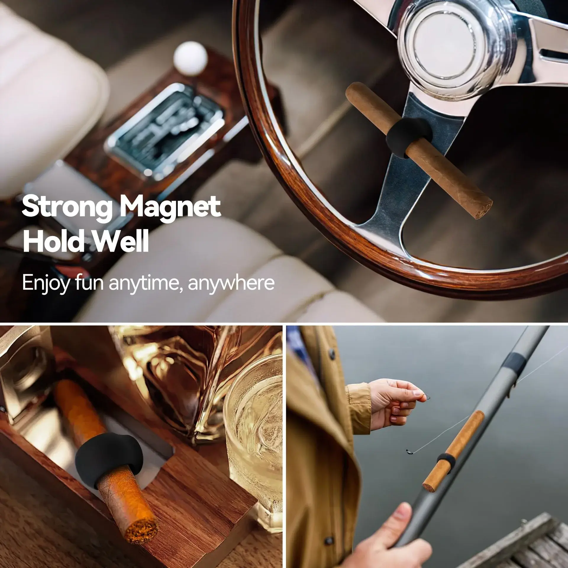 Magnetic Cigar Holder Silicone Cigar Holder for Golf Cart Portable Silicone Cigar Holder Clip Travel Smoke Groove Smoking Tool