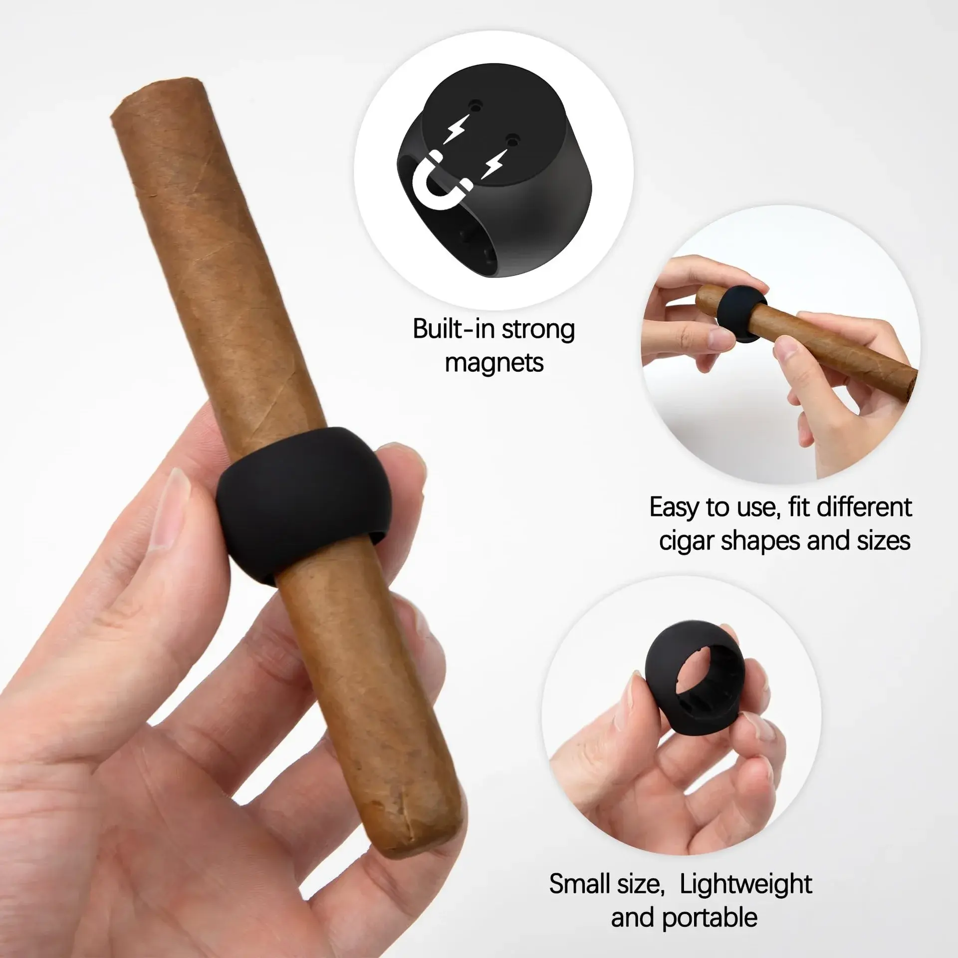 Magnetic Cigar Holder Silicone Cigar Holder for Golf Cart Portable Silicone Cigar Holder Clip Travel Smoke Groove Smoking Tool