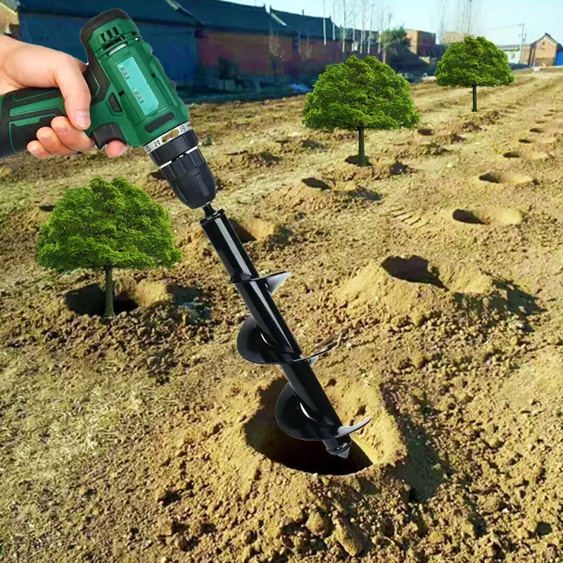 Metal Drill Bit Set Steel Gardening Tools Yard Spiral Rod Loose Soil Digging Pit Sowing Planting Flowers and Trees Plant Tool