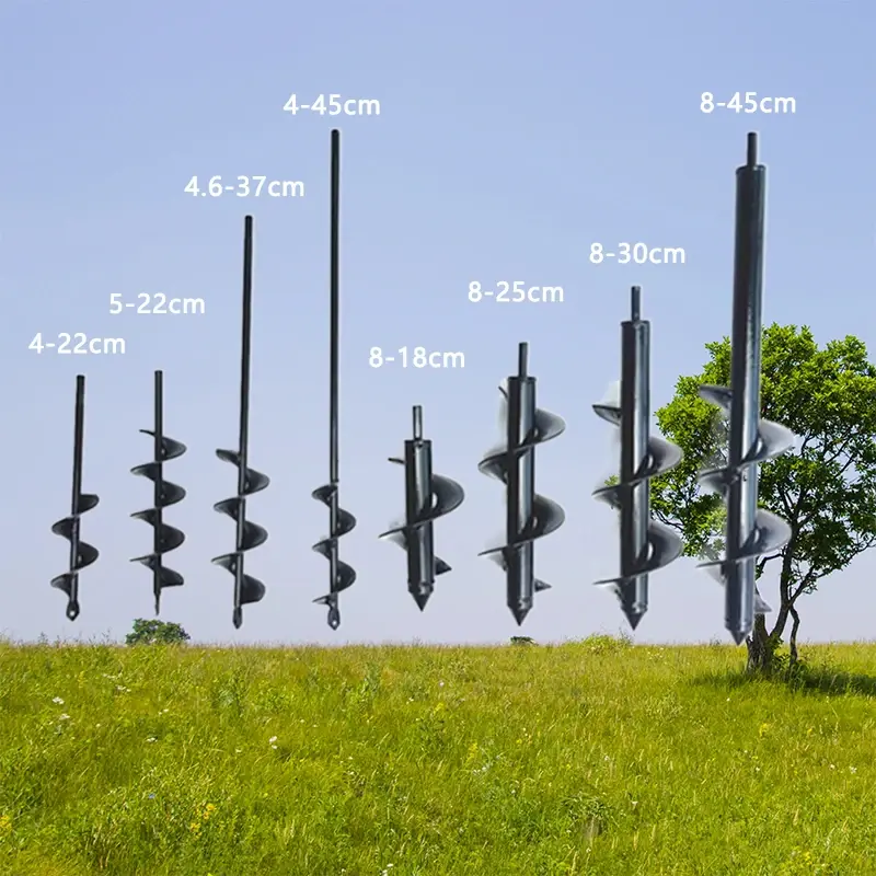 Metal Drill Bit Set Steel Gardening Tools Yard Spiral Rod Loose Soil Digging Pit Sowing Planting Flowers and Trees Plant Tool