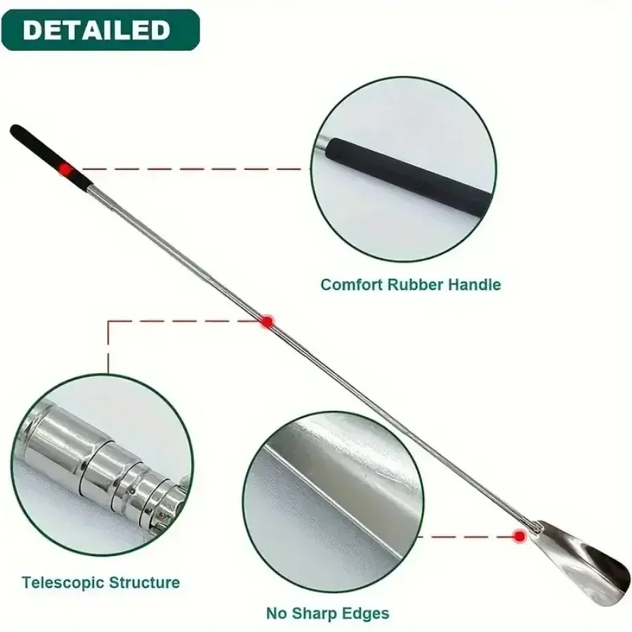 1PC Retractable Stainless Steel Elderly Shoe Puller, Shoe Assistant, Suitable for Both Men and Women , Schoenlepel, Shoe Horn