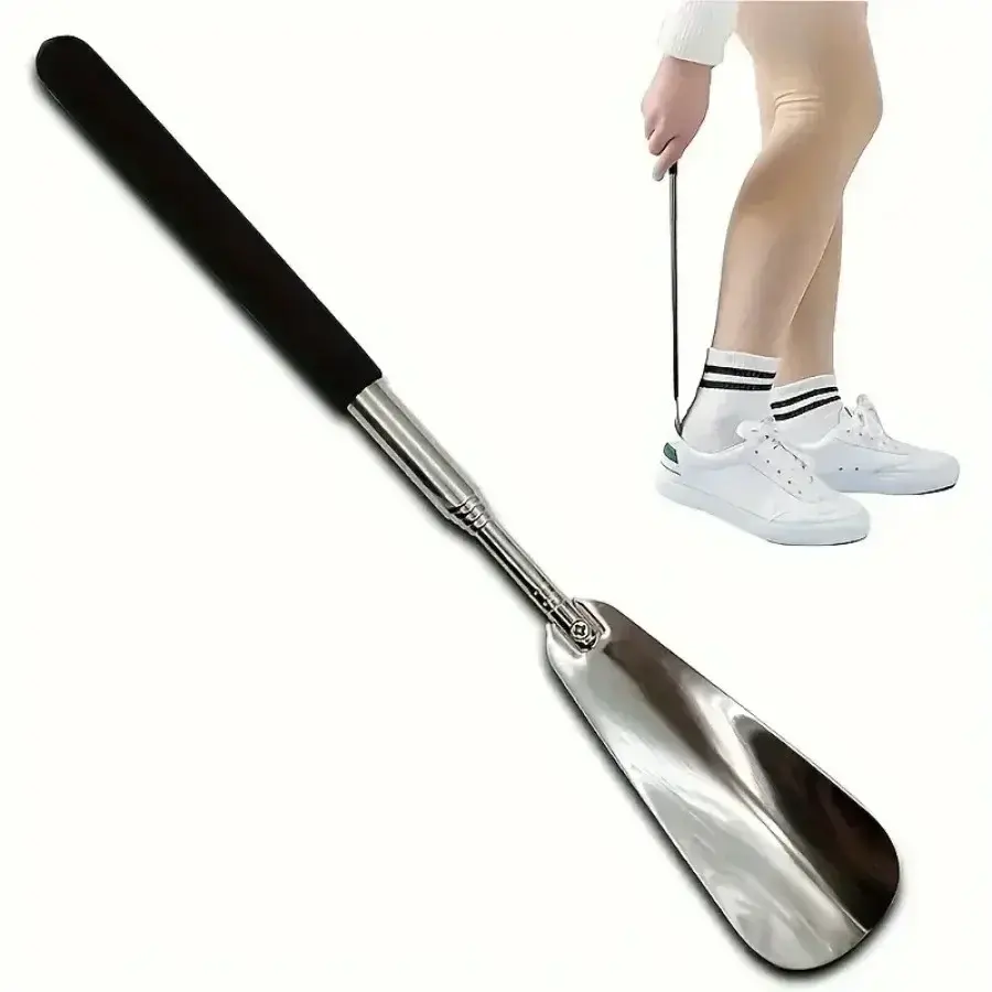 1PC Retractable Stainless Steel Elderly Shoe Puller, Shoe Assistant, Suitable for Both Men and Women , Schoenlepel, Shoe Horn