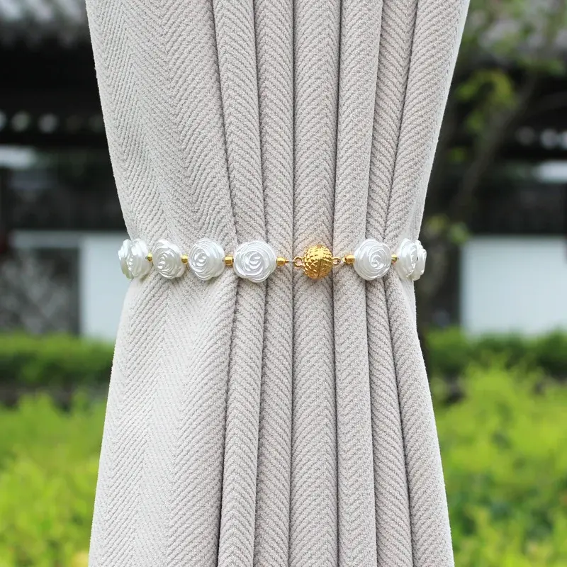 New Shell Rose Exquisite Window Screen Close Curtain Magnetic Curtain Buckle Non Perforated Adjustment Magnetic Curtain Strap