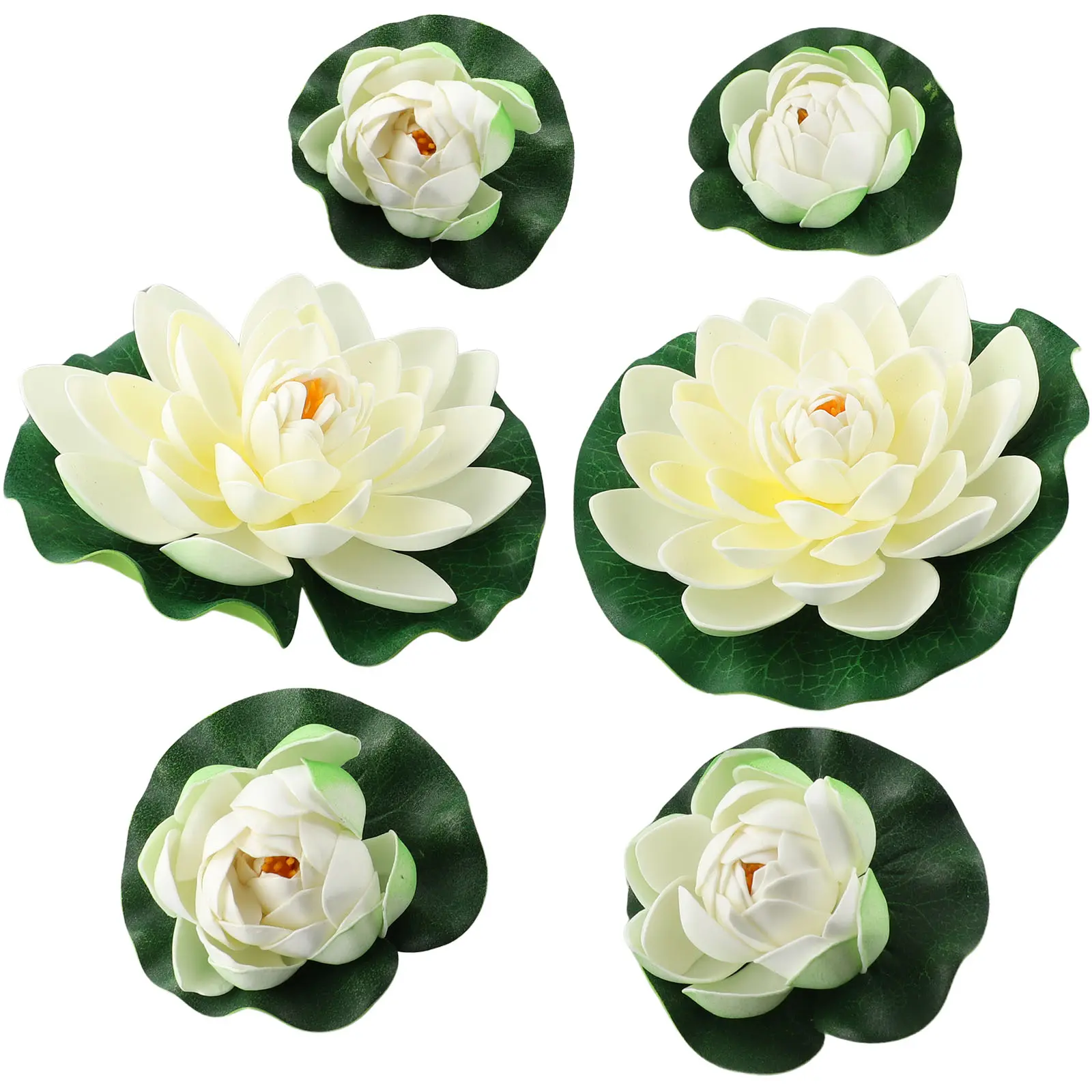 6-pack Artificial Floating Water Lily Simulation EVA Lotus Leaf Flower Water Lily Pond Plant Suitable For Garden Home Fish Tank