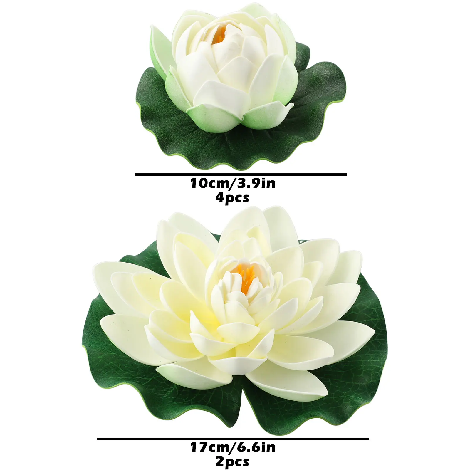6-pack Artificial Floating Water Lily Simulation EVA Lotus Leaf Flower Water Lily Pond Plant Suitable For Garden Home Fish Tank