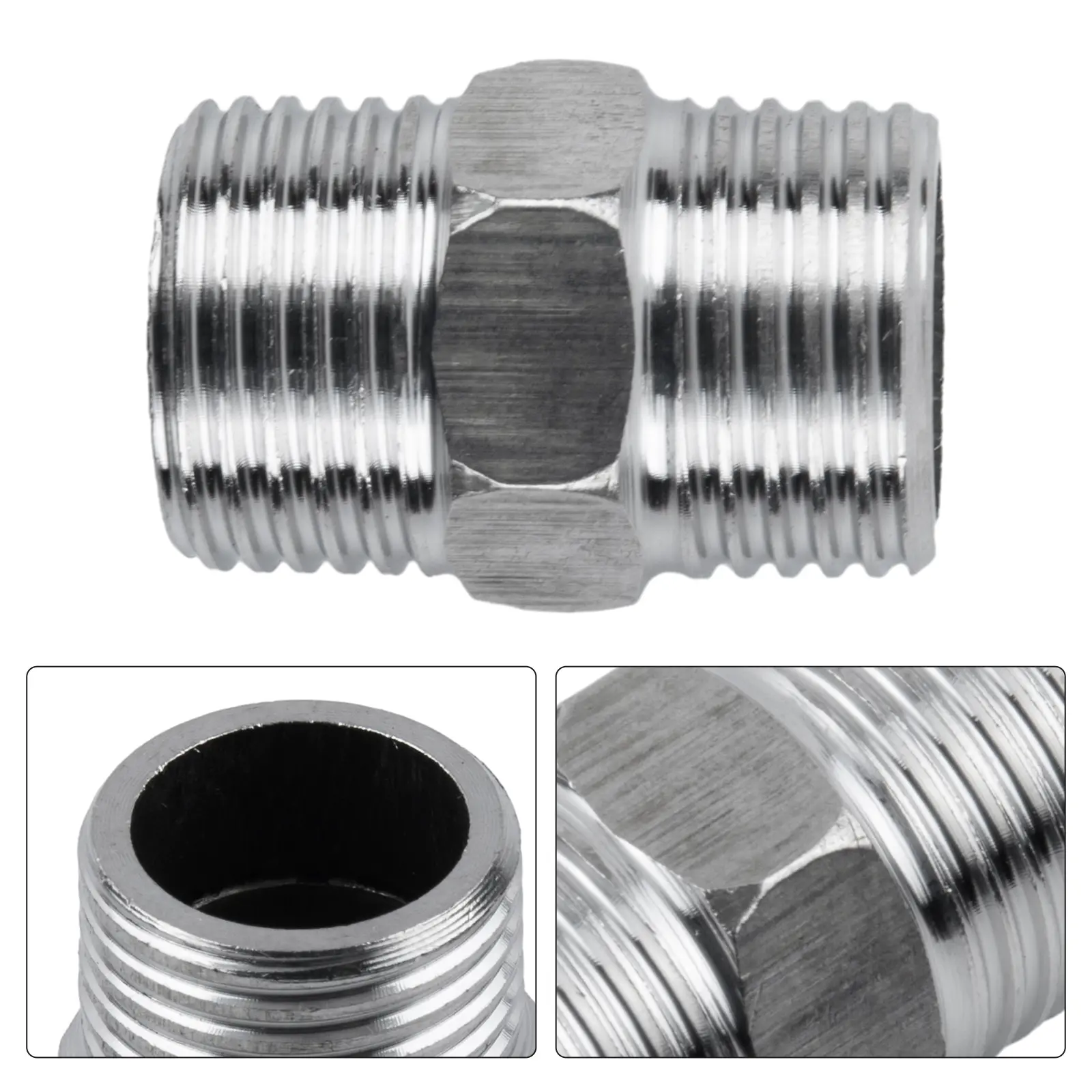 G1/2 Chrome Brass Length Extender Showers Connectors For Extra Long Hoses Shower Hoses Extend Bathroom Faucet Extender Accessory