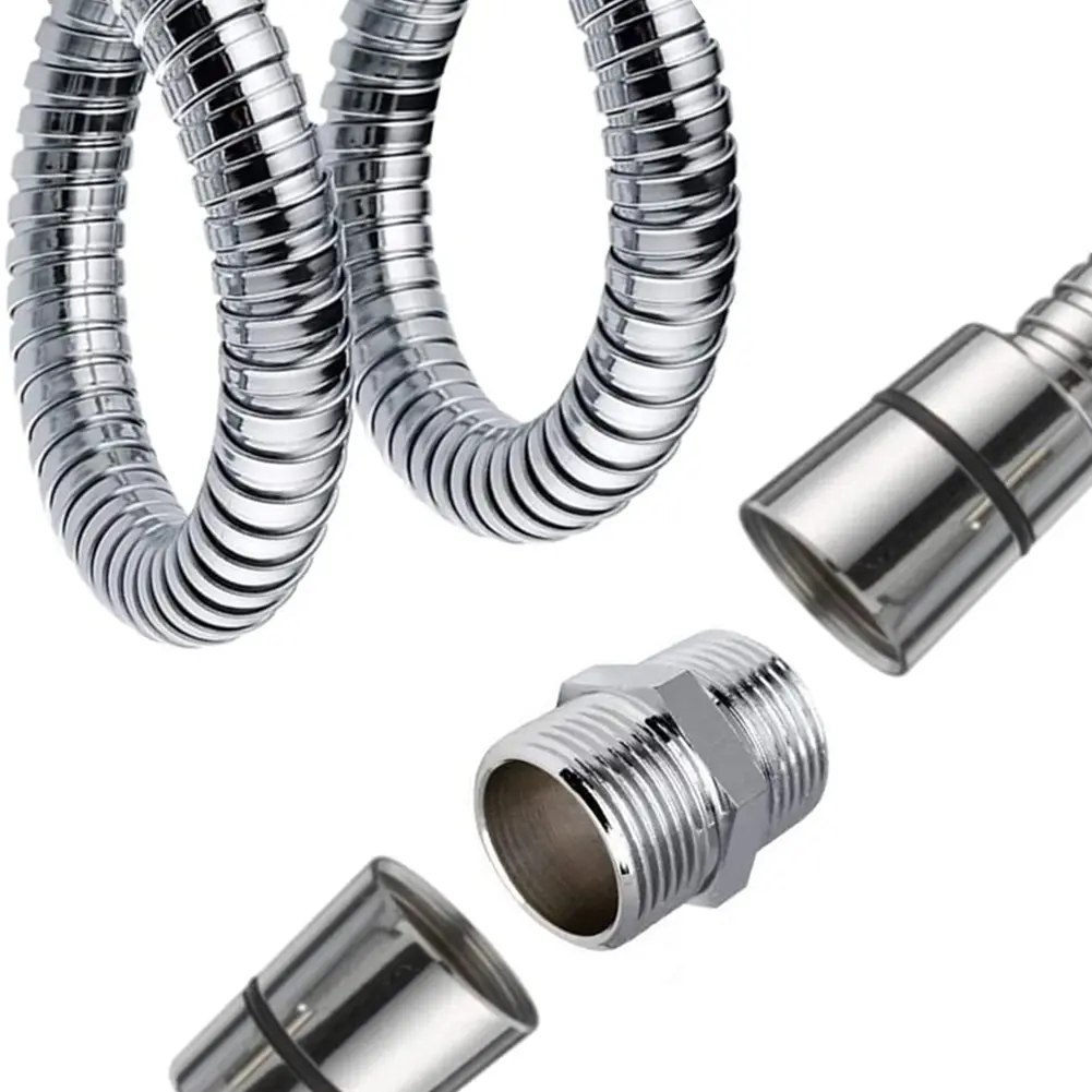 G1/2 Chrome Brass Length Extender Showers Connectors For Extra Long Hoses Shower Hoses Extend Bathroom Faucet Extender Accessory