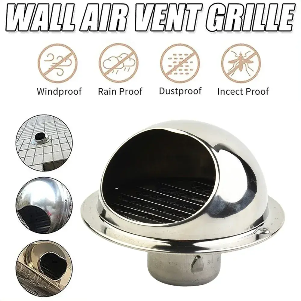 Tumble Dryer Vent Pipes / Hoses Air Vent Grille Stainless Steel Practical Silver 50mm Exhaust Fans Pest Control