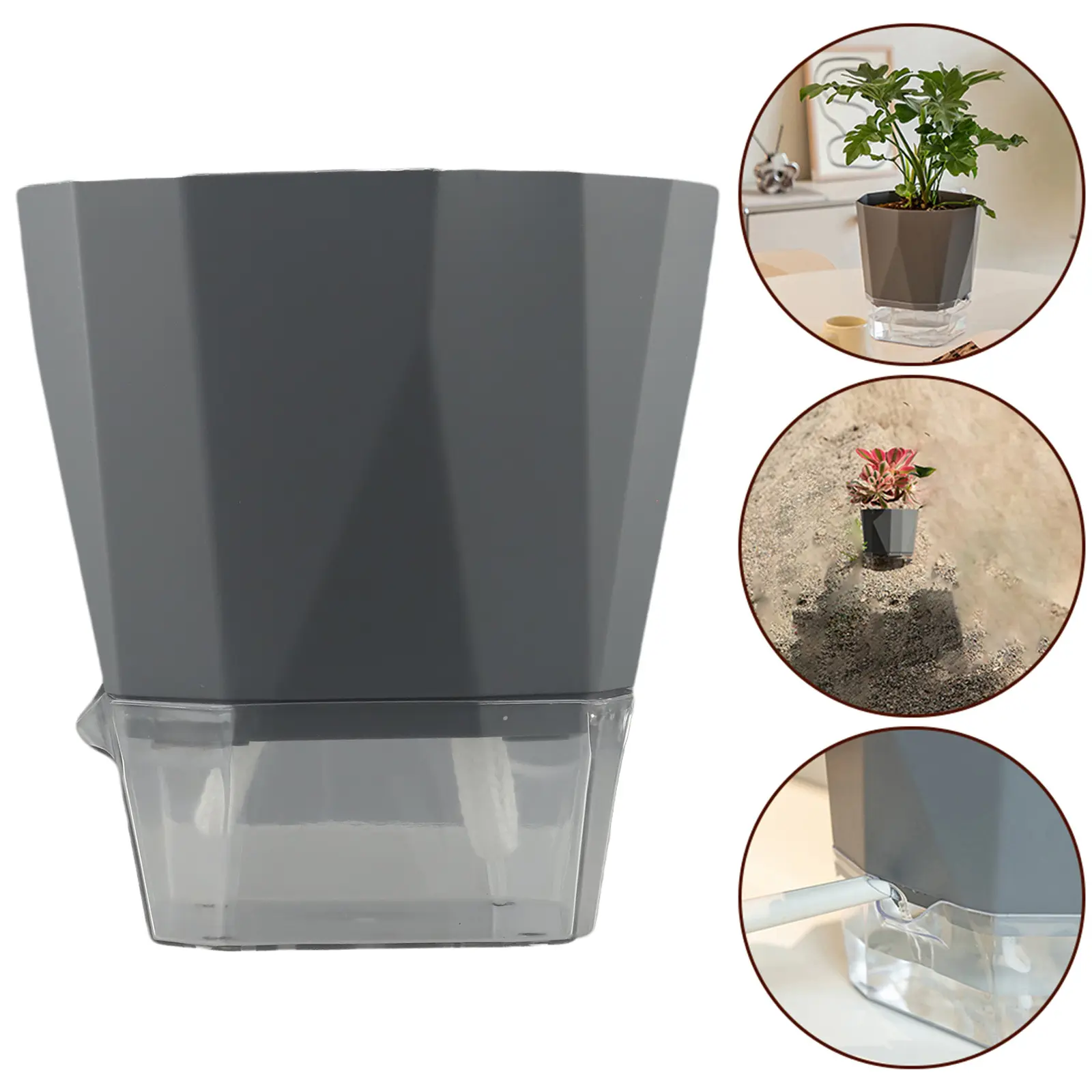 12.5cm In External Diameter Self Watering Flower Pot Easy Disassembly Variety Of Colors Easy Maintenance Living Rooms Bedrooms