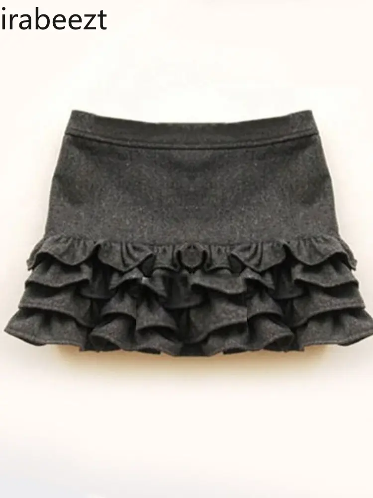 2024 Autumn and Winter New Style Fashionable and Versatile Slim Fungus Lace Skirt Korean Fashion Clothing Regulai Fit Faldas
