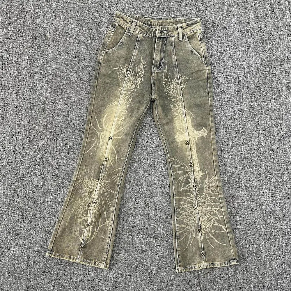 Jeans Women's New High Street Wear Vibe Rivet Loose Straight Tube Micro-trumpet Pants Cargo Jeans Cargo Pants Women Baggy Pants