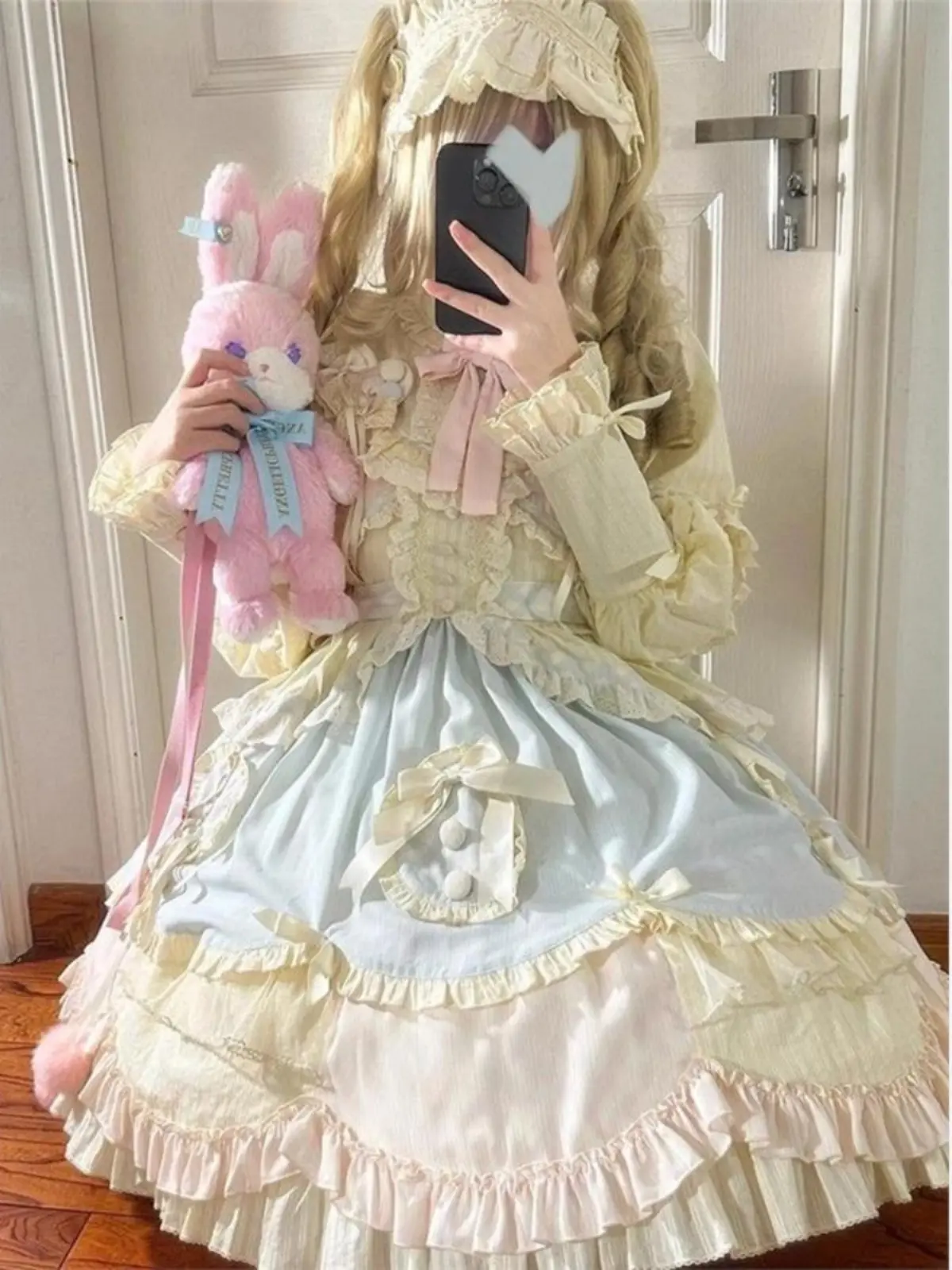 Sweet and Cute Blue and Pink Lolita Short Dress Fluffy Princess Dress Student Style Popular Princess Lolita Dress