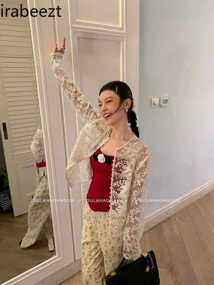 2025 Autumn Women's Sexy European Style Lace Blouse with Heavy Embroidery Appliqué Elegant High-Quality Off-shoulder Top