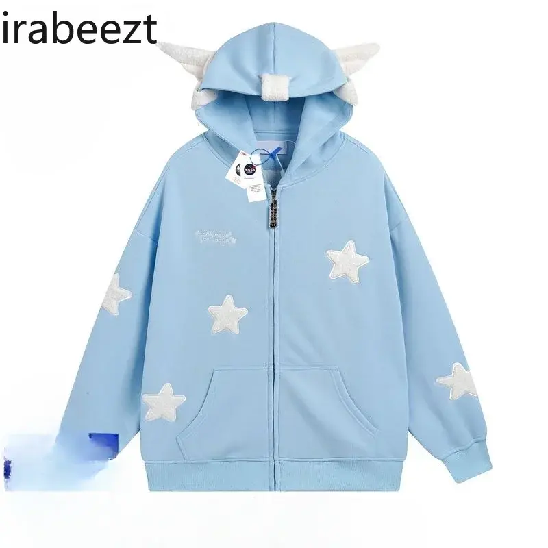Star Hoodies Women Tops With Angel Wings Girls Streetwear New Autumn Y2K Outwears Anti-puck Hooded Female Clothing