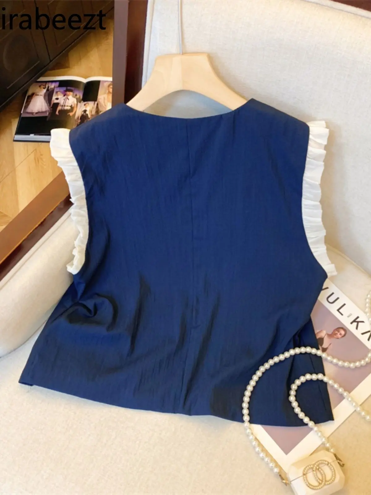 Jaqueta Feminina Inverno Sleeveless Puffer Jacket Women's Ruffled Sleeveless Shirt Summer Temperament Outer Wear Slim Vest