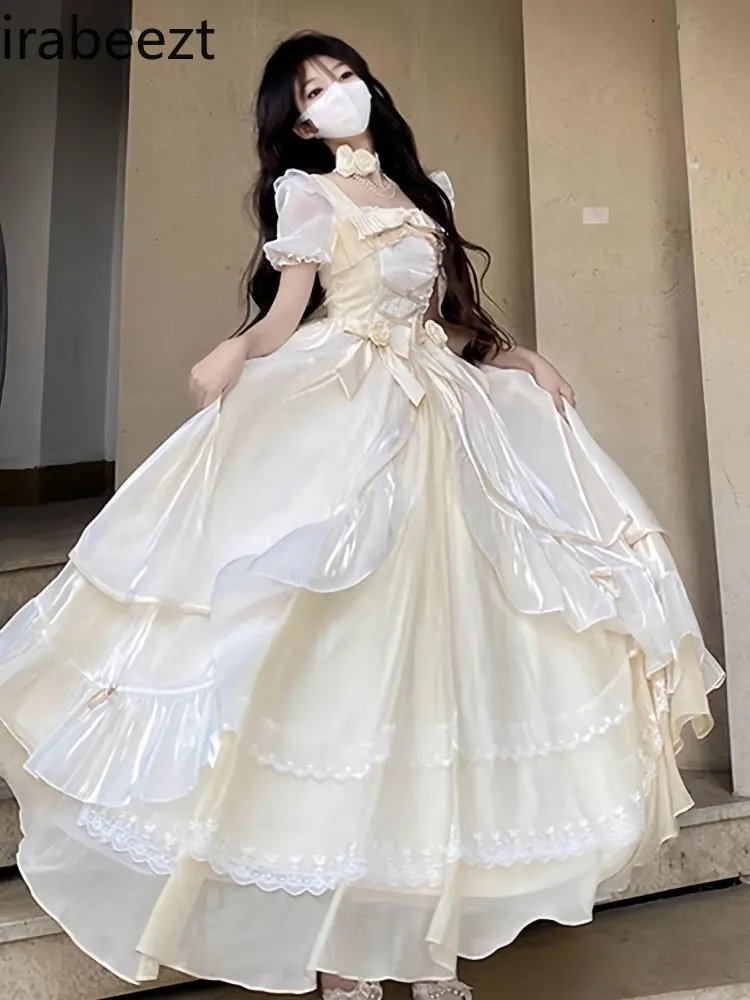 Hot Sale Flight Diary Big Wedding Princess Lolita Long Dress Birthday Girl Платье Лолита Летнее Lolita Dress Gothic