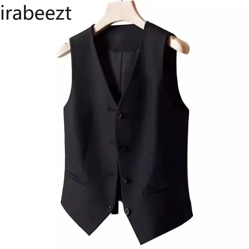 Summer Women's V-Neck Sleeveless Vest Short Hemp Linen Blend Waistcoat Casual Chic Top Breathable Fashion Roupas Femininas