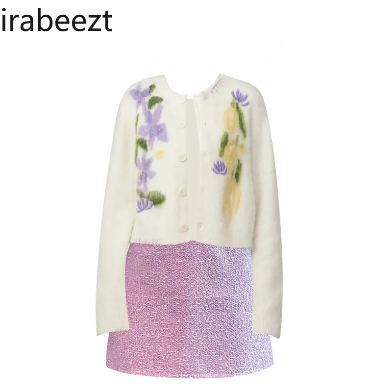 Flower Pattern Cardigans Women Knitwear Fashion Sweater Female Autumn Spring Outwears New Soft Tops Female Clothing