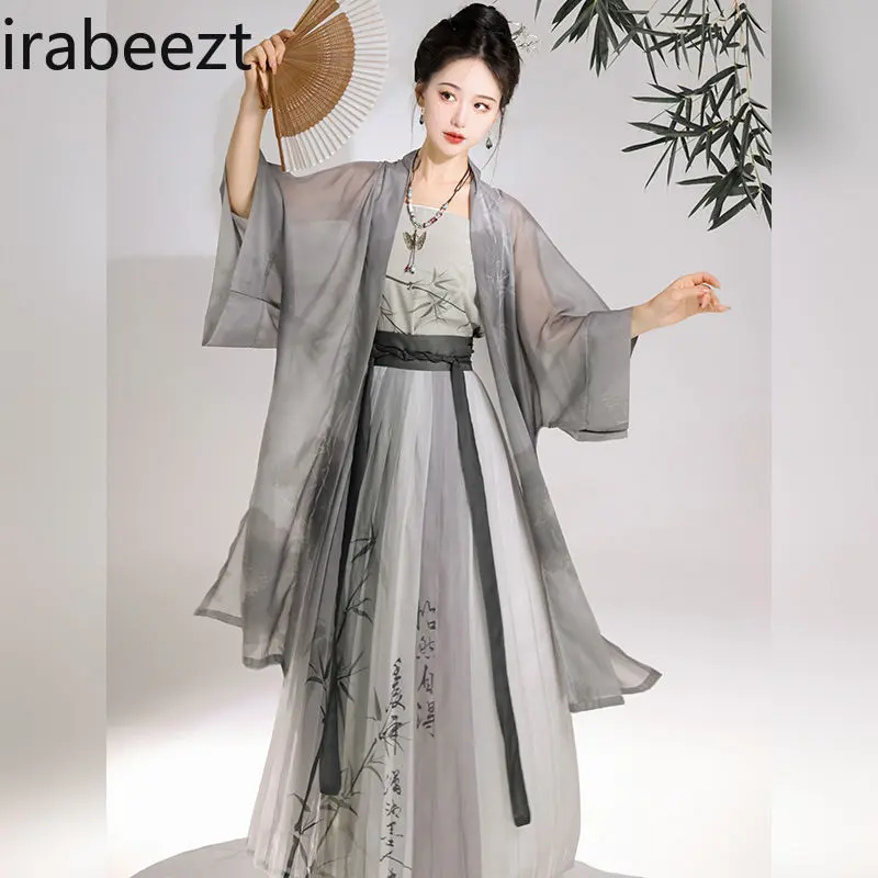 Elegant Song Dynasty Style Hanfu Dress Women's Long High Waist Pleated Skirt New Chinese Aesthetic Casual Daily Wear