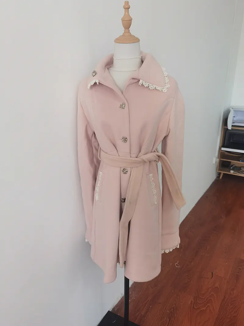 Fashion Popular Elegant Women's Winter 2024 New Waist Show Small Temperament Tweed Coat Mainland China Long Women Jacket