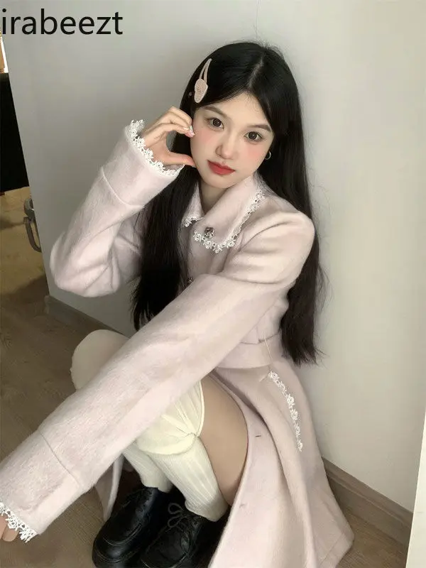Fashion Popular Elegant Women's Winter 2024 New Waist Show Small Temperament Tweed Coat Mainland China Long Women Jacket