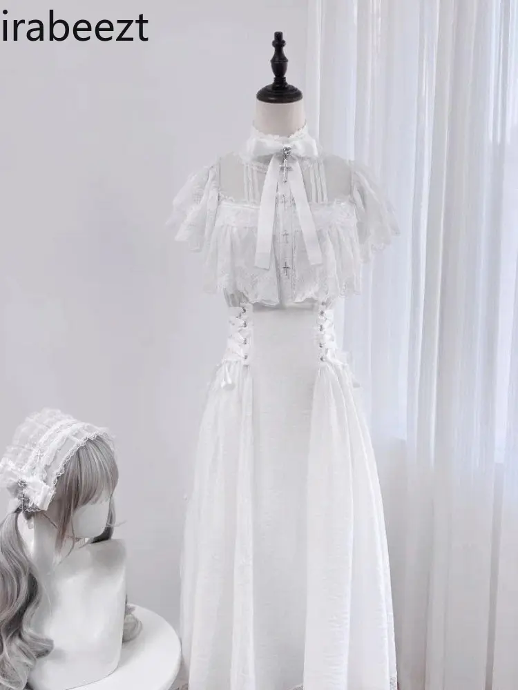 Off-Shoulder robe with Lace & Bow Corset Tie Waist Long Party Dress Elegant Women's Gown Mainland China sweet lolita dress