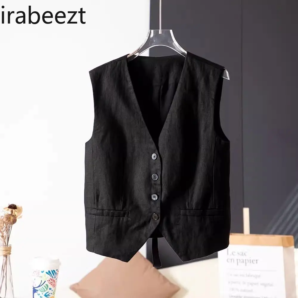 Summer Women's Linen Vest Short Sleeve Open Front Cardigan Casual Chic Blouse Tops Beach Cover Up Boho Outfit Coat