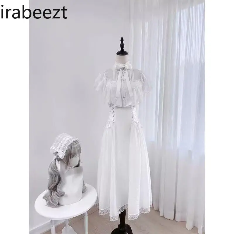 Off-Shoulder robe with Lace & Bow Corset Tie Waist Long Party Dress Elegant Women's Gown Mainland China sweet lolita dress