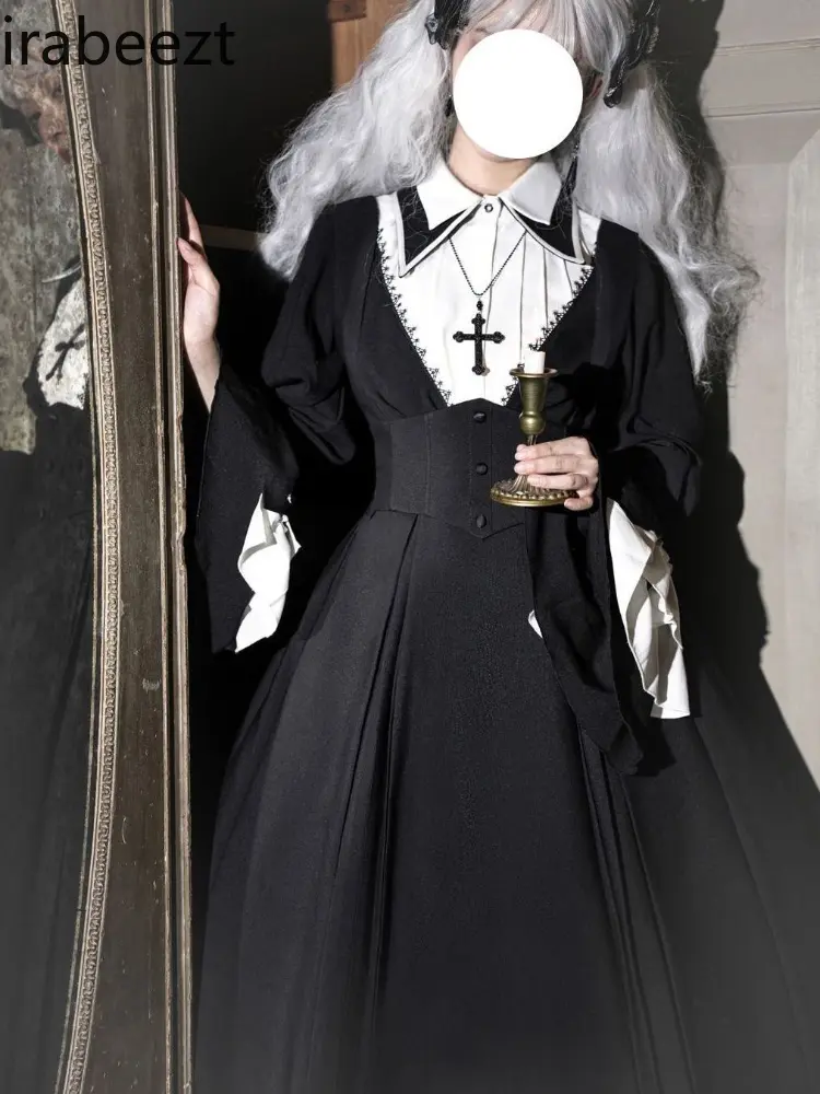 Long Three-piece Dress Suit Dark Fall/Winter Nun Costume Phoebe Mainland China Платье В Корейком Стиле Vestido Gotic Lolita