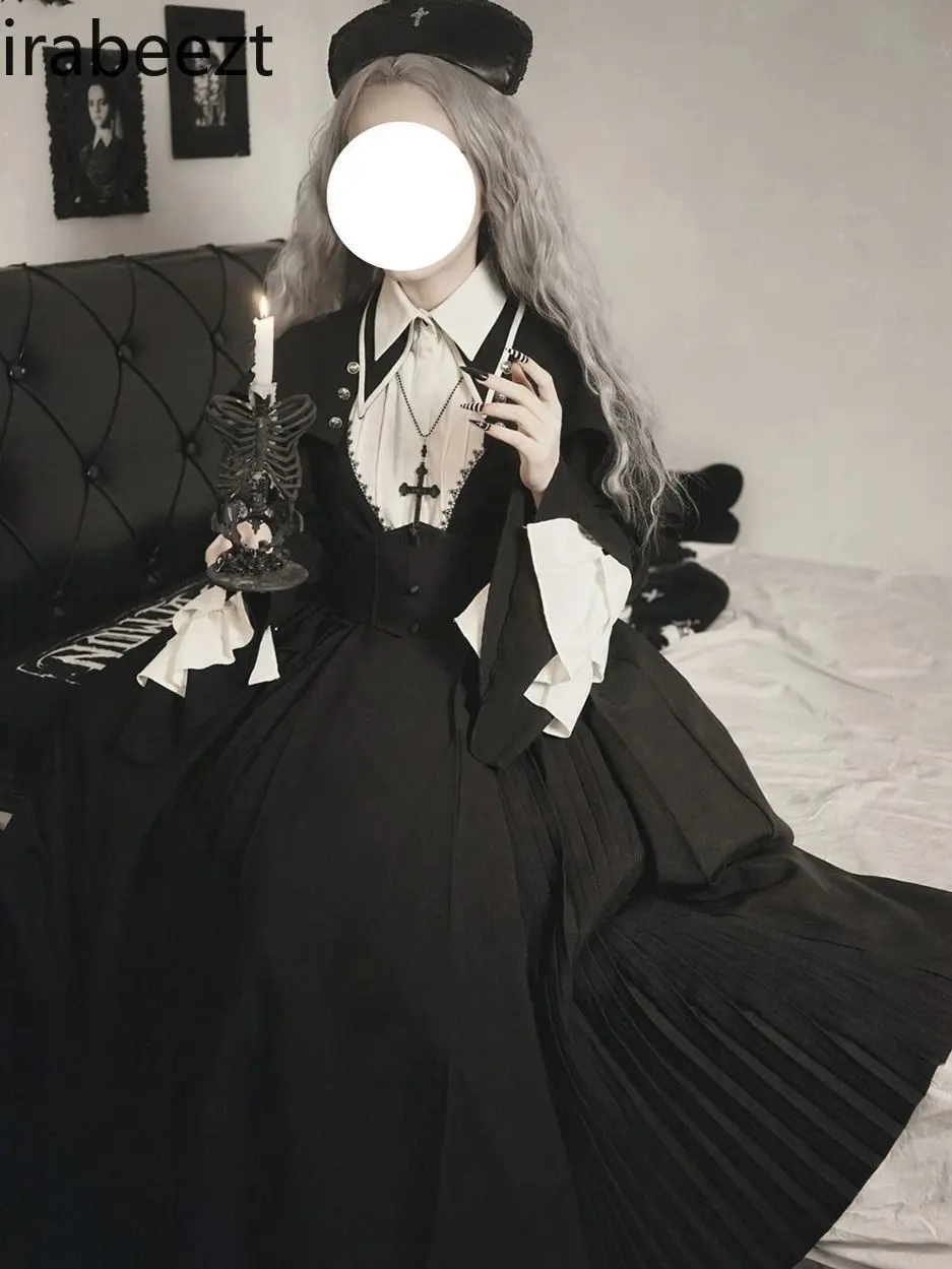 Long Three-piece Dress Suit Dark Fall/Winter Nun Costume Phoebe Mainland China Платье В Корейком Стиле Vestido Gotic Lolita