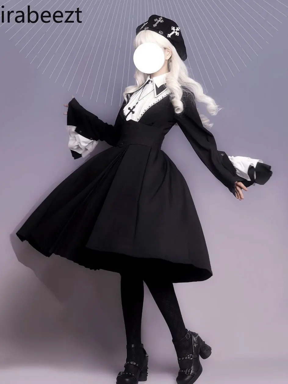 Long Three-piece Dress Suit Dark Fall/Winter Nun Costume Phoebe Mainland China Платье В Корейком Стиле Vestido Gotic Lolita