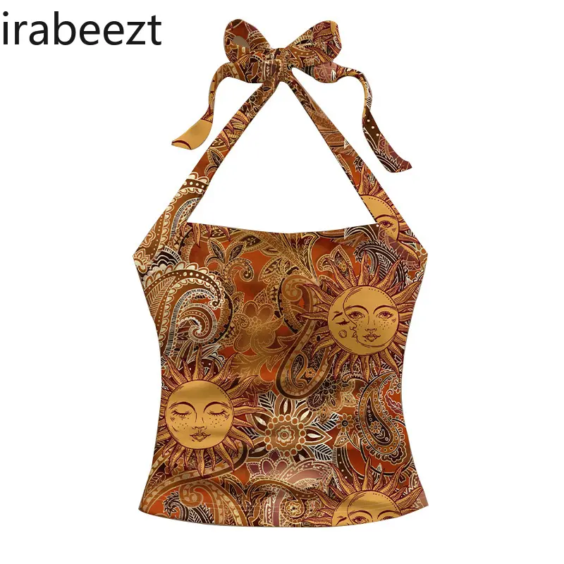 Sexy 2025 Summer Sleeveless Halter Neck Cami Top for Women - Slim Fit Lace Lingerie Style Bustier Vest Casual Streetwear Fashion
