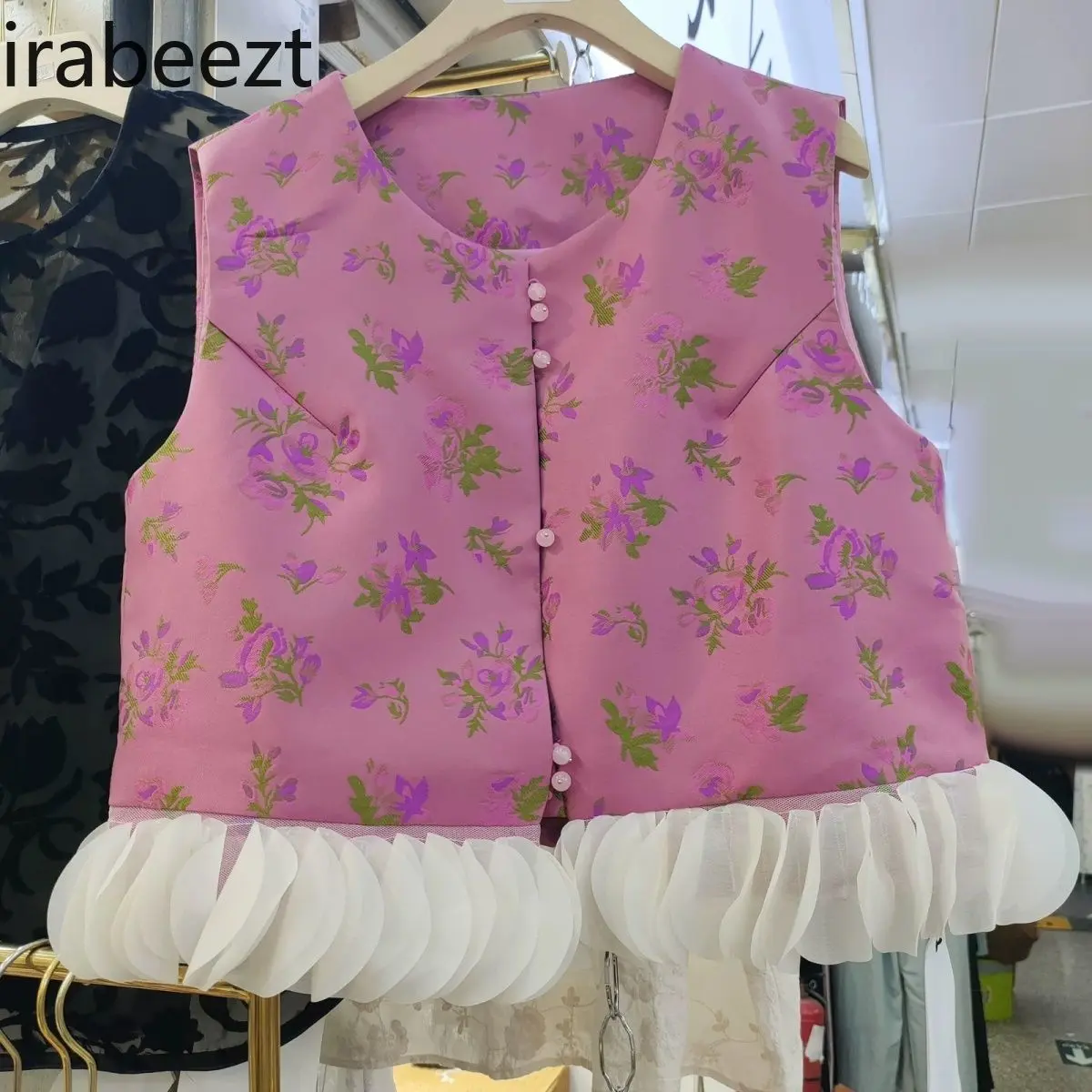 2025 New Ethnic Floral Sleeveless Blouse Women Summer Vintage Peasant Top with Lotus Edge Design Casual Boho Chic Shirt