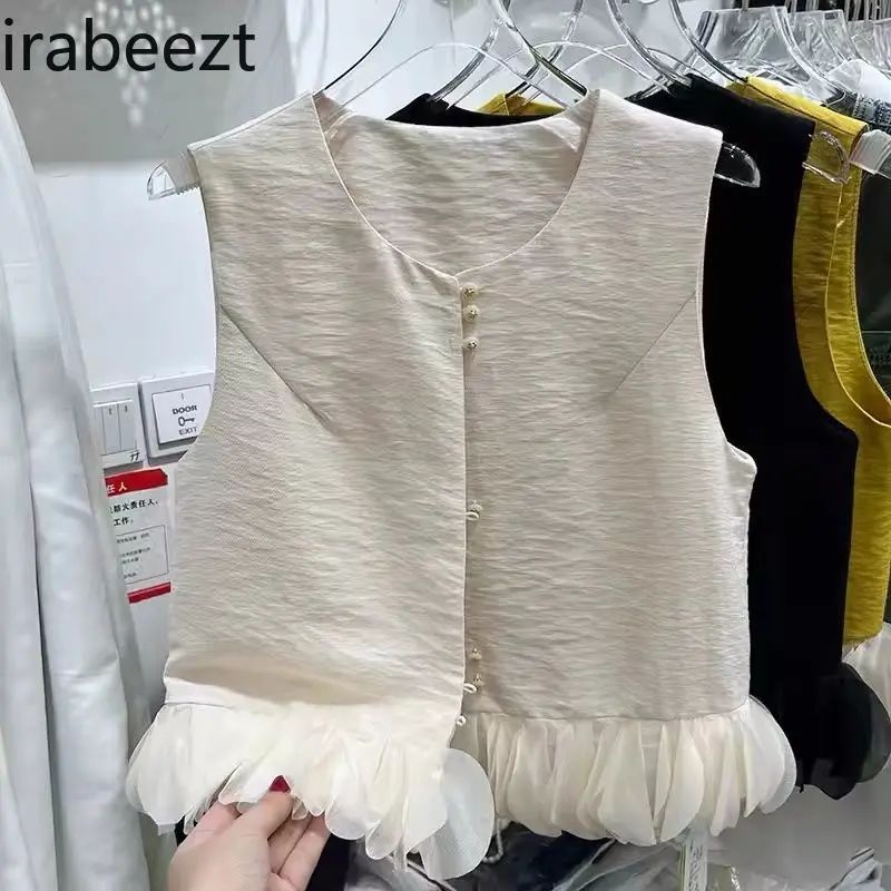 2025 New Ethnic Floral Sleeveless Blouse Women Summer Vintage Peasant Top with Lotus Edge Design Casual Boho Chic Shirt