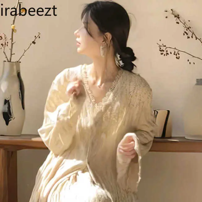 Elegant Chinese Style Suits Women 2025 Spring Autumn V-Neck Blouse Skirt Set New Arrival Roupas Femininas Conjuntos