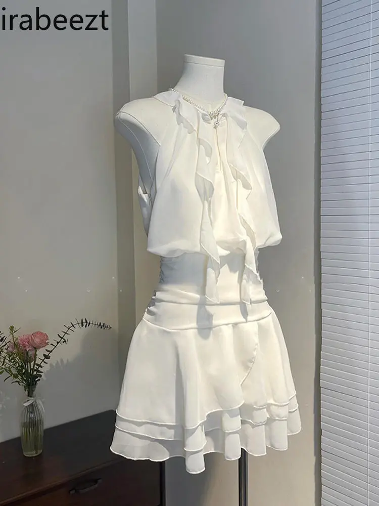2025 New Women's Chiffon Wrap Neck Ruffled Waist Tied Slim Boho Long Dress for Vacation Regulai Fit vestidos de fiesta pedreria