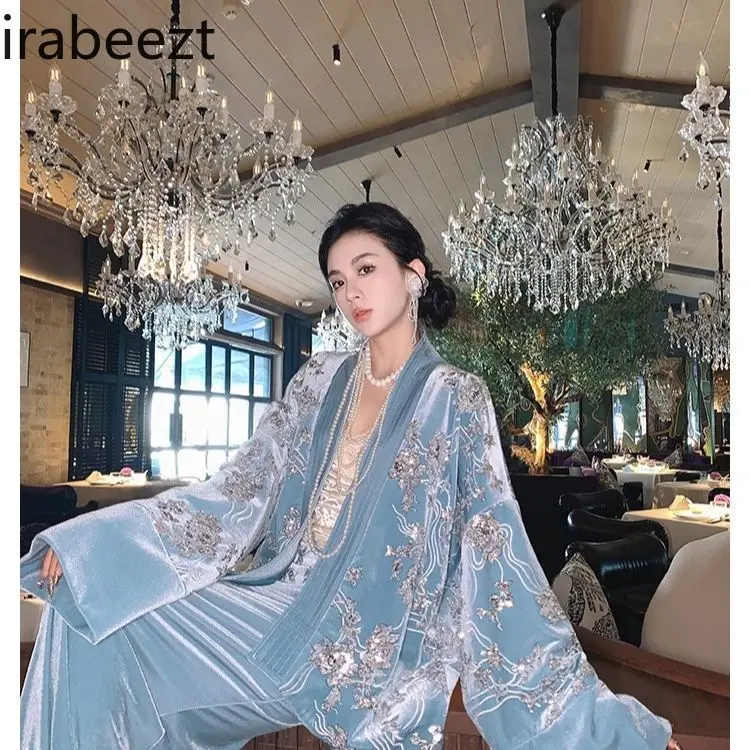 Elegant Velvet Notch Collar Jacket & Mermaid Skirt Set - Women's Vintage Retro Party Dress Suit Conjuntos De Mujer