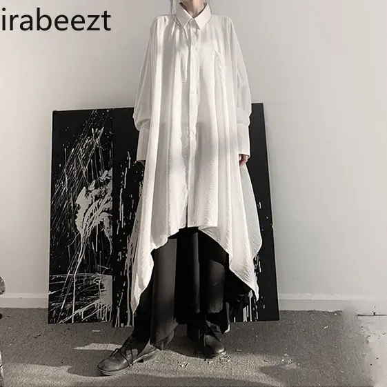 Women's Spring Autumn Dark Academia Asymmetric Blouse Skirt Two-Piece Set - Unique Design Korean Style Blazer Skirt Combo
