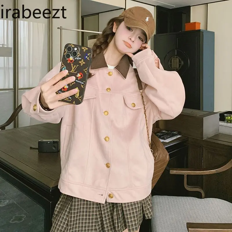 Pink Workwear Jacket for Women Spring and Autumn New Korean Style College Style Sweet Age-reducing Casual Cardigan Top