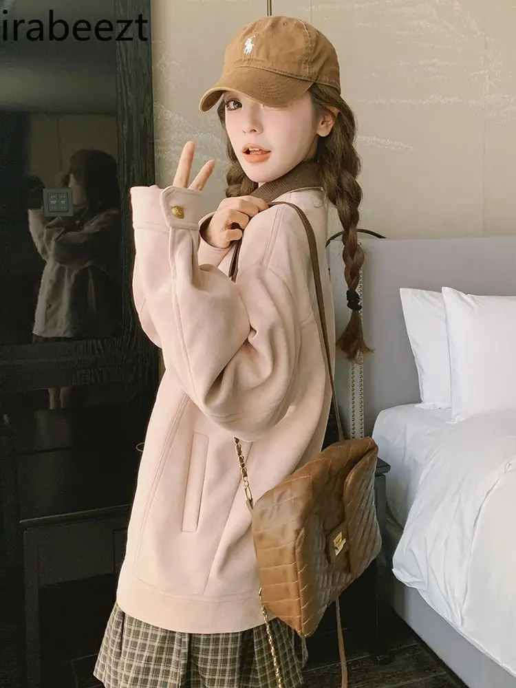 Pink Workwear Jacket for Women Spring and Autumn New Korean Style College Style Sweet Age-reducing Casual Cardigan Top