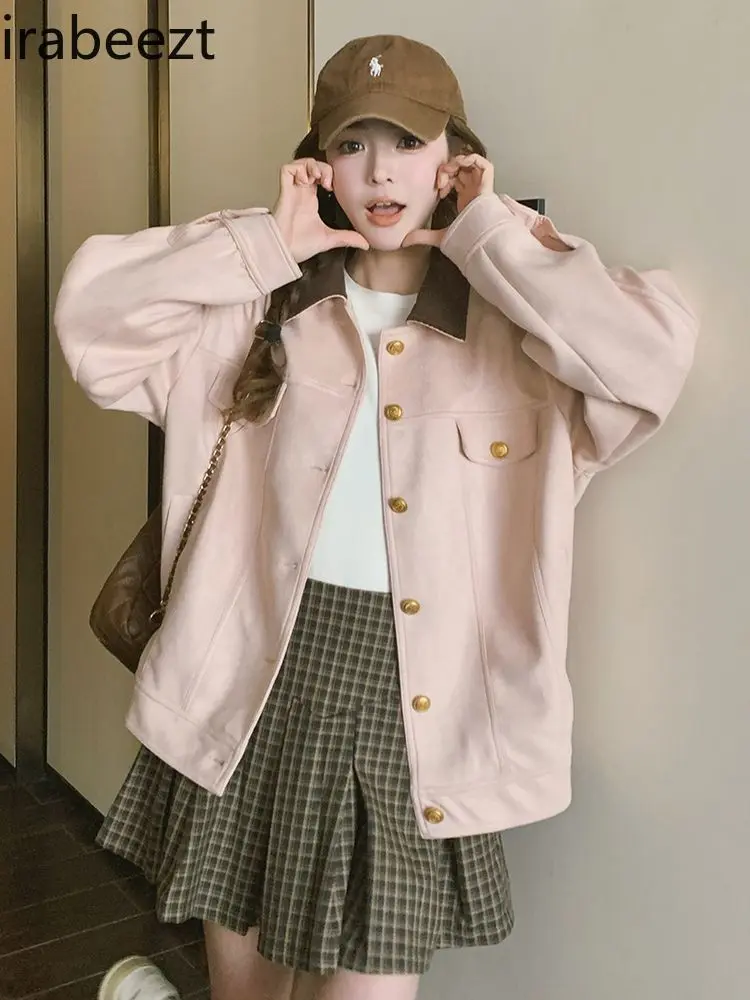 Pink Workwear Jacket for Women Spring and Autumn New Korean Style College Style Sweet Age-reducing Casual Cardigan Top