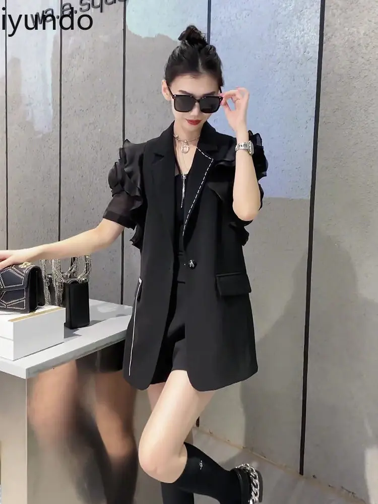Small-sized Tops Small-sized Design Temperament Korean-style Short-sleeved Pink Suit Jacket for Women in Spring Blazers