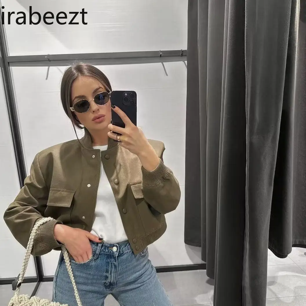 Women's Spring and Autumn Fashion Short Bomber Coat Female Temperament Versatile Short Female Baseball Jacket