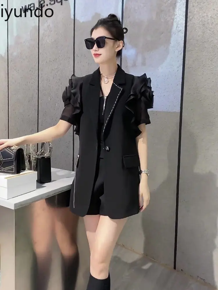 Small-sized Tops Small-sized Design Temperament Korean-style Short-sleeved Pink Suit Jacket for Women in Spring Blazers