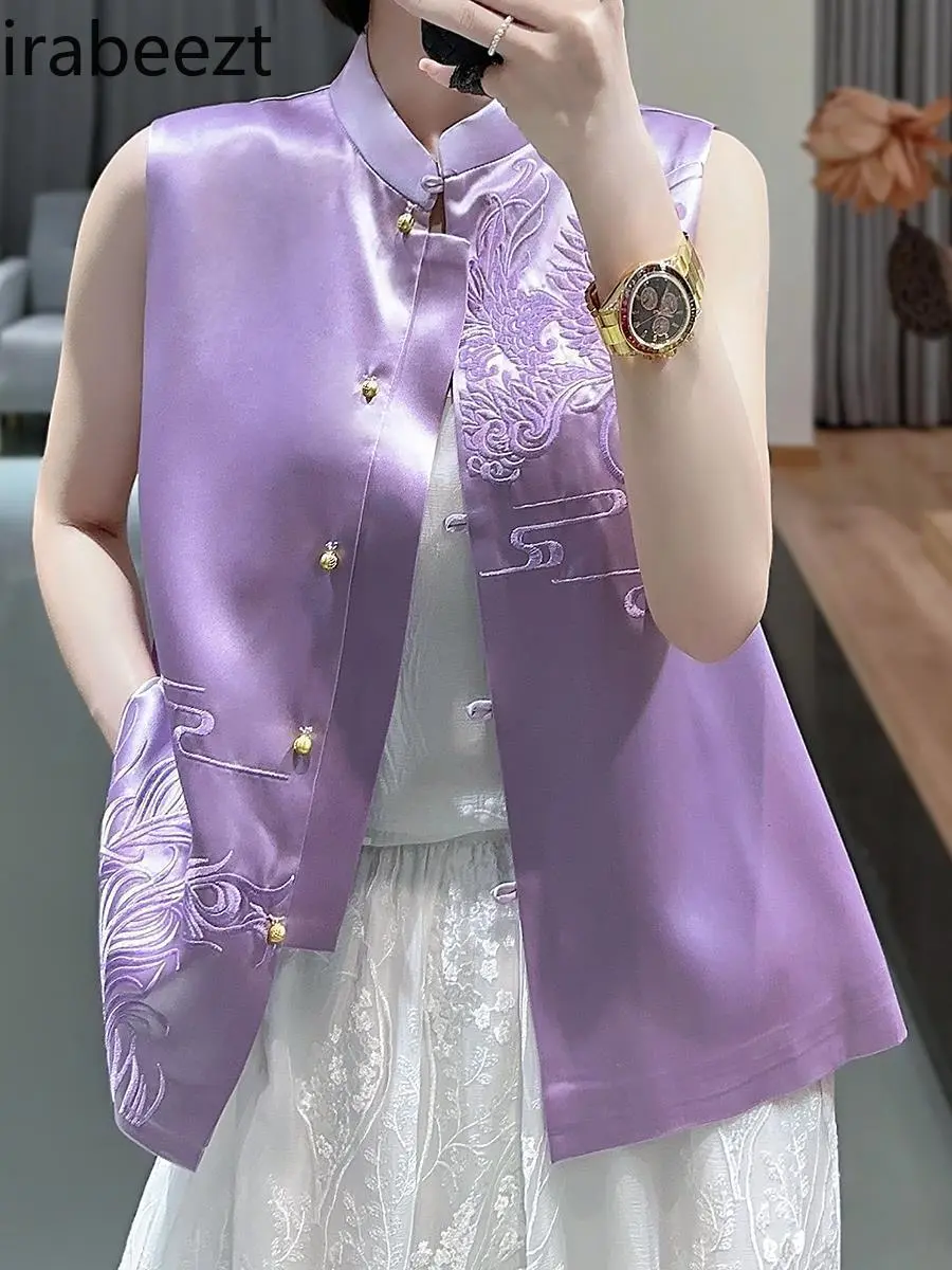 New Chinese Style Women's Top Tang Suit Hanfu Summer Blouse Cheongsam Vest Jacket Oriental Boho Vintage Cotton Linen Loose Fit